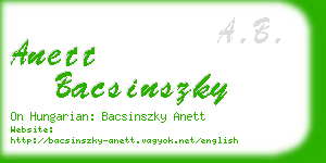 anett bacsinszky business card